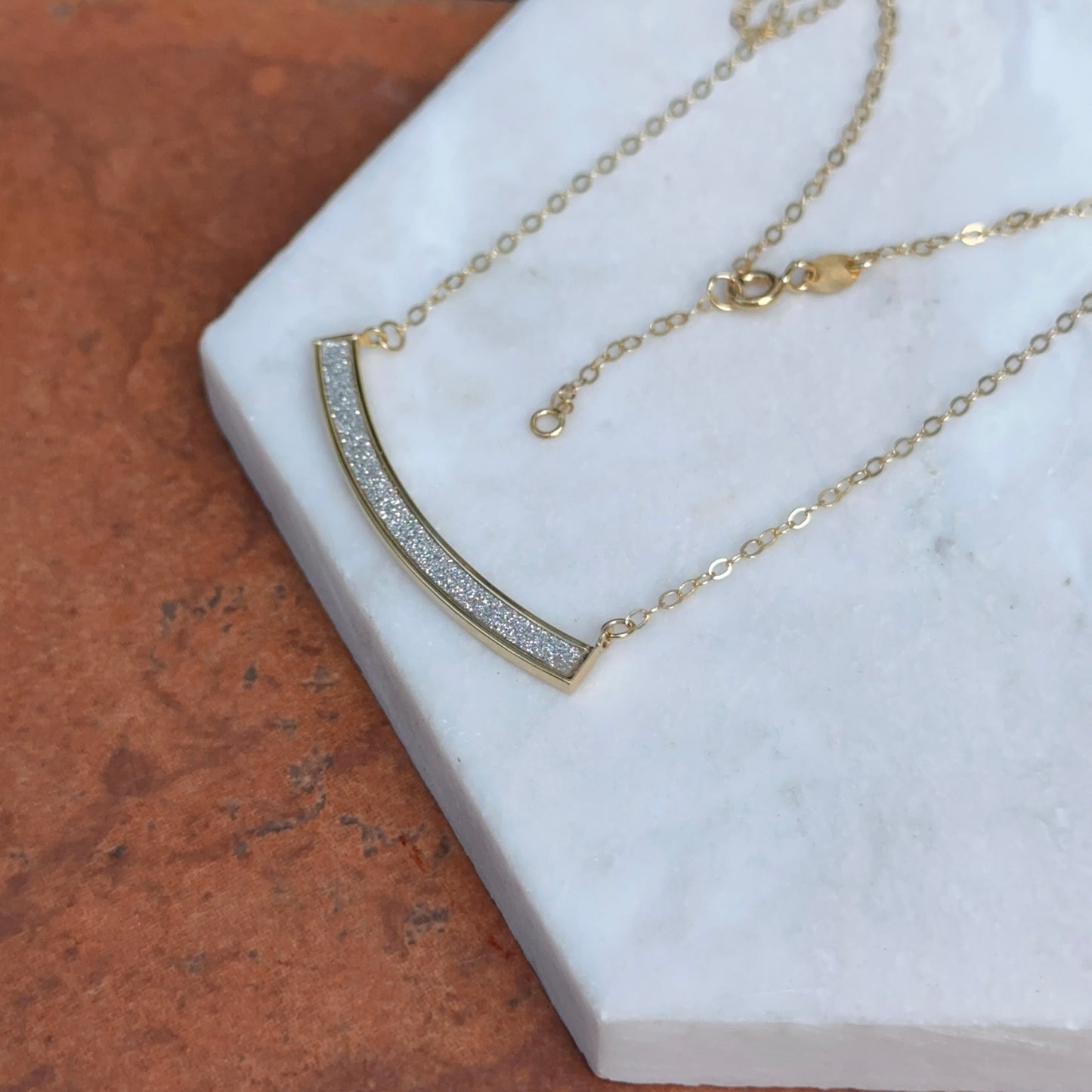 14KT Yellow Gold Diamond-Cut Curved Bar Chain Necklace