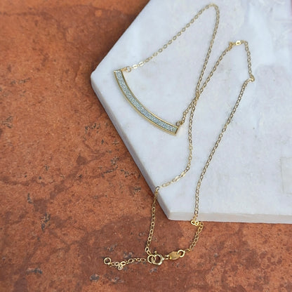 14KT Yellow Gold Diamond-Cut Curved Bar Chain Necklace