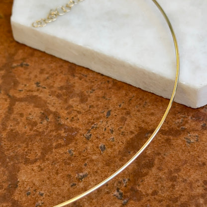 Estate 14KT Yellow Gold 1.5mm Hard Collar Wire Necklace