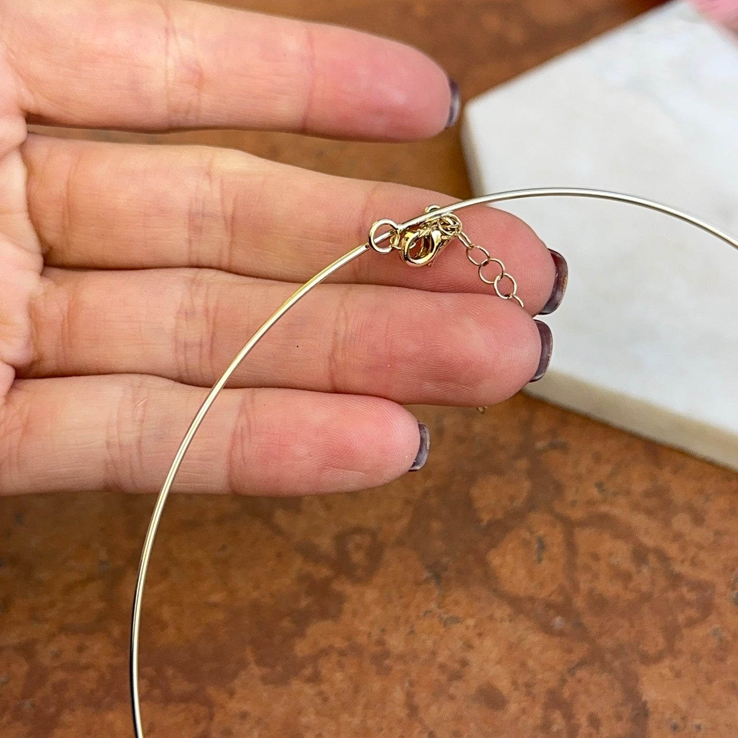 Estate 14KT Yellow Gold 1.5mm Hard Collar Wire Necklace