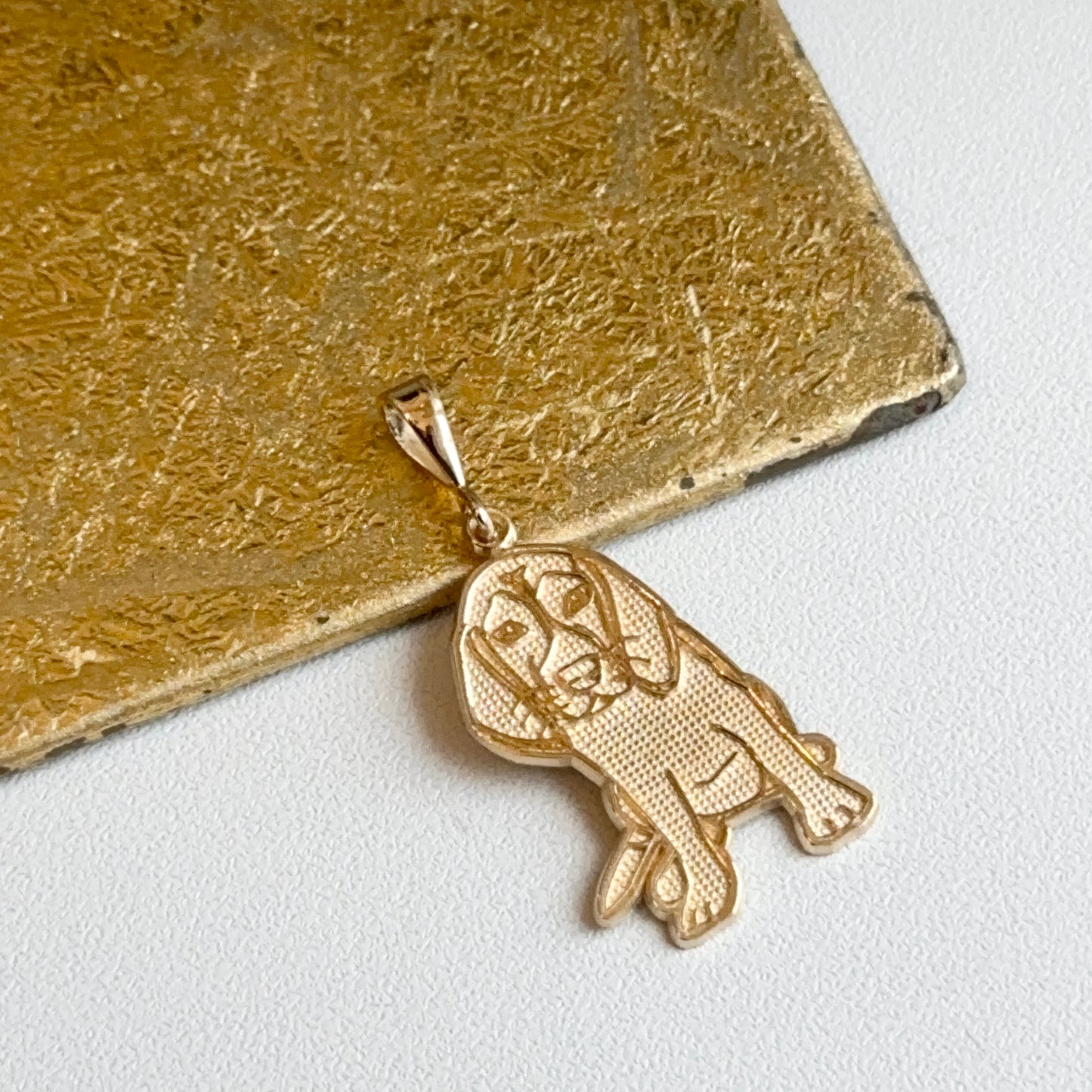 14KT Yellow Gold Beagle Textured Pendant Charm