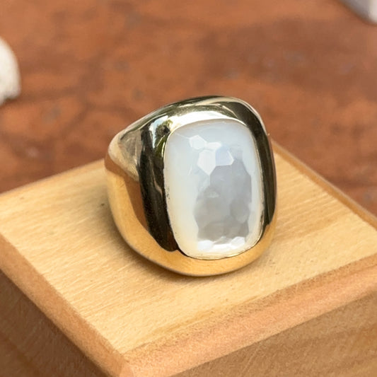 14KT Yellow Gold Large Mother of Pearl Bezel Ring