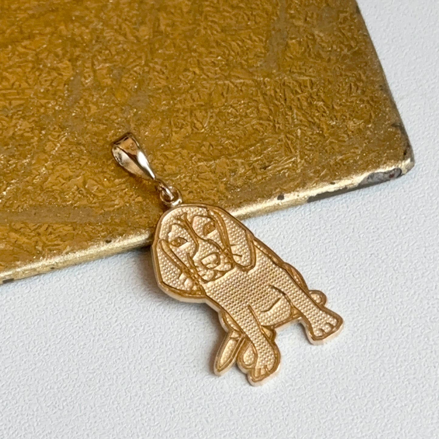 14KT Yellow Gold Beagle Textured Pendant Charm