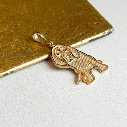 14KT Yellow Gold Beagle Textured Pendant Charm