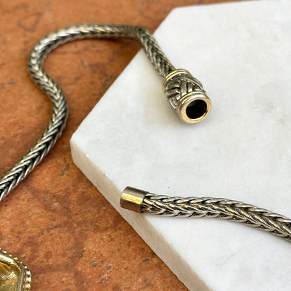 Estate Gold-Tone and Silver Faux Roman Coin Foxtail Necklace