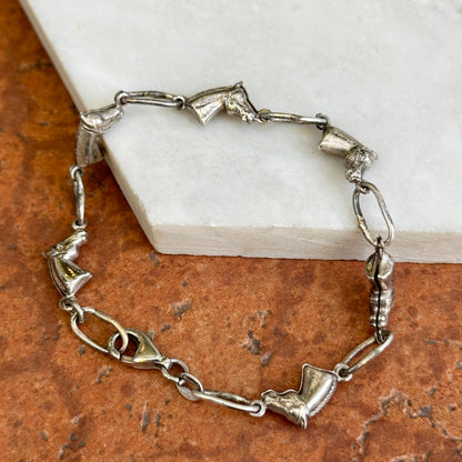 Estate Sterling Silver Horse Head Links Bracelet