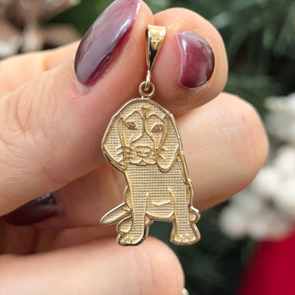 14KT Yellow Gold Beagle Textured Pendant Charm