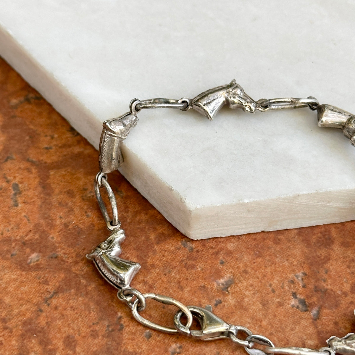 Estate Sterling Silver Horse Head Links Bracelet
