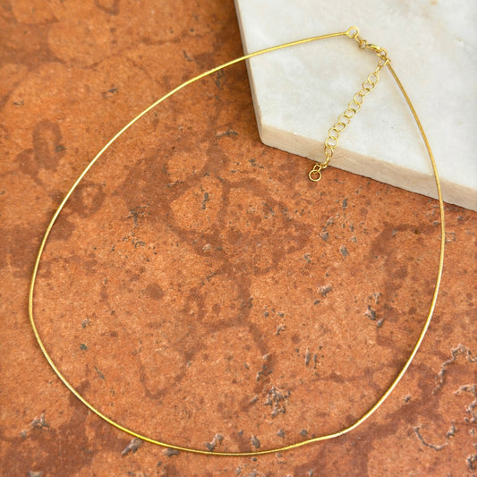 14KT Yellow Gold 1mm Sparkle Omega Wire Necklace *Defective