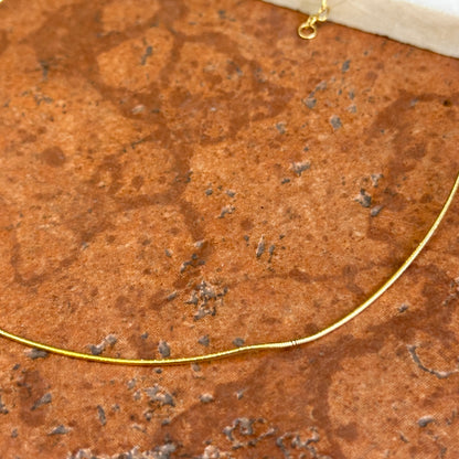 14KT Yellow Gold 1mm Sparkle Omega Wire Necklace *Defective