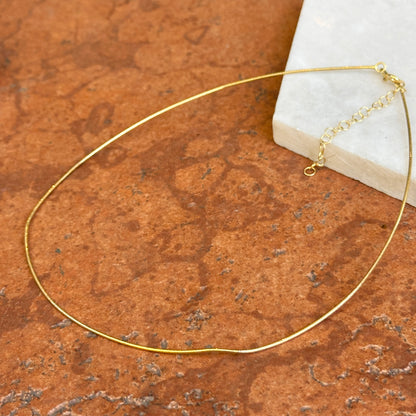 14KT Yellow Gold 1mm Sparkle Omega Wire Necklace *Defective