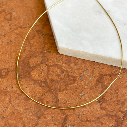 14KT Yellow Gold 1mm Sparkle Omega Wire Necklace *Defective
