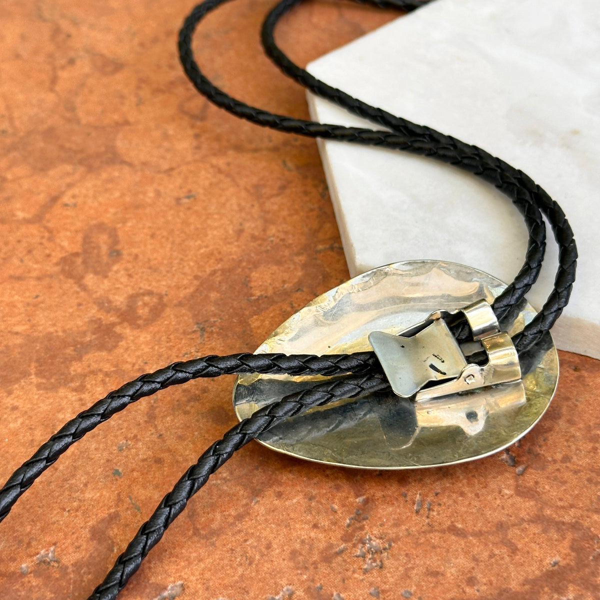 Estate Silver Turquoise + Coral Eagle Bolo Tie