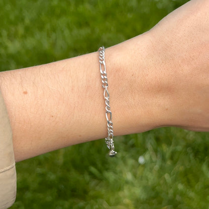 Sterling Silver 3mm Figaro Chain Bracelet
