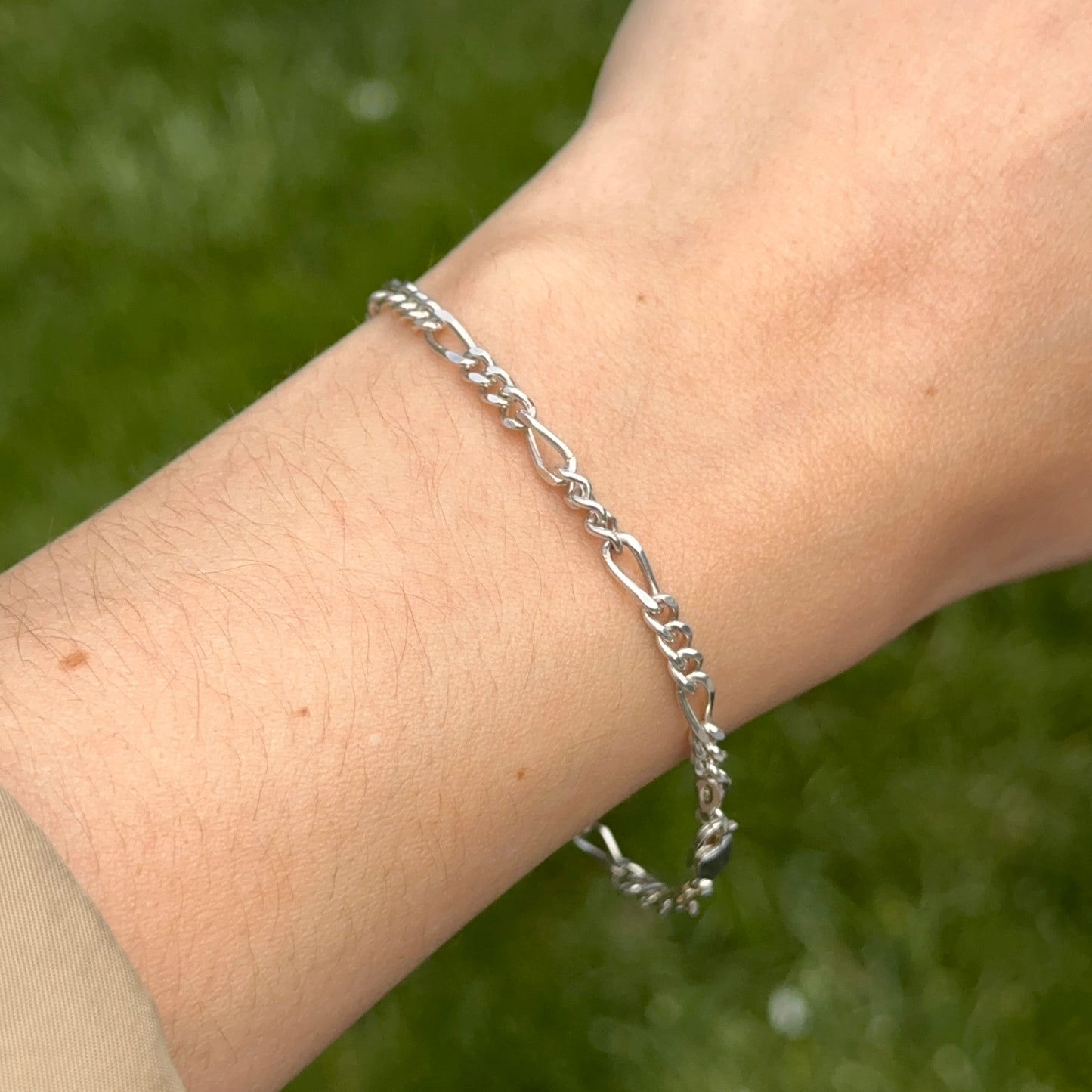 Sterling Silver 3mm Figaro Chain Bracelet
