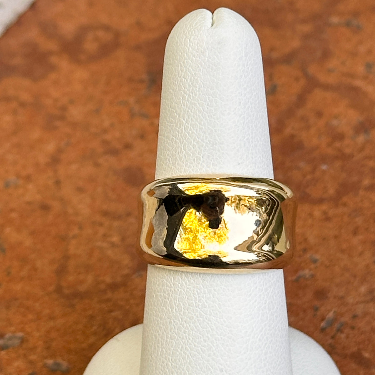 14KT Yellow Gold Polished Concave Cigar Band Ring - LSJ