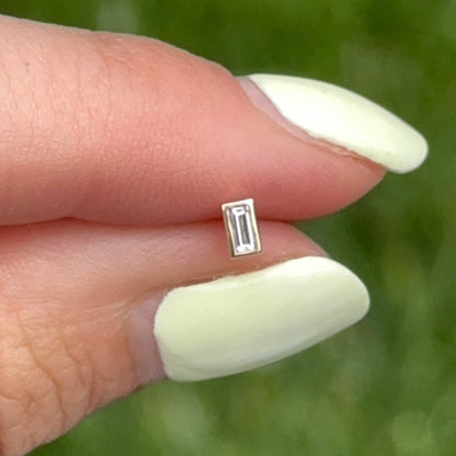 14KT Yellow Gold Bezel Baguette Lab Diamond Tragus Stud Earring
