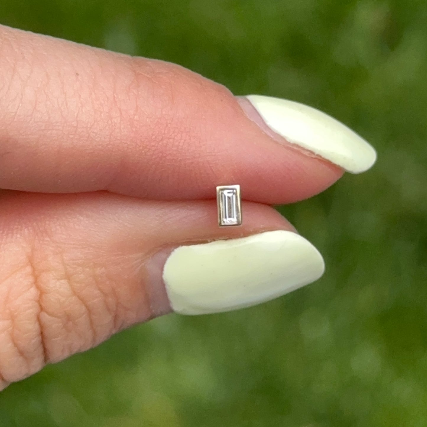 14KT Yellow Gold Bezel Baguette Lab Diamond Tragus Stud Earring