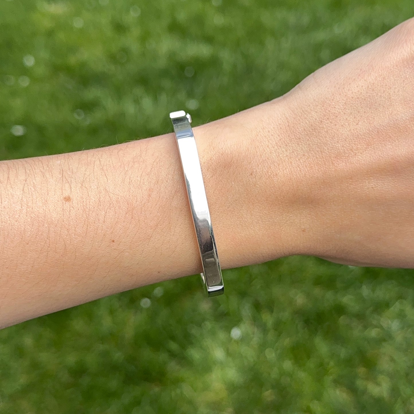 Sterling Silver Squared Hinged Bangle Bracelet