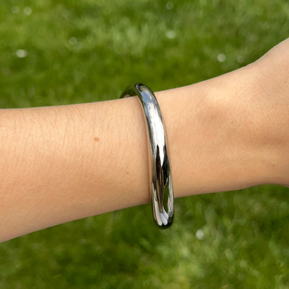 Stainless Steel Polished Curved Bangle Cuff Bracelet