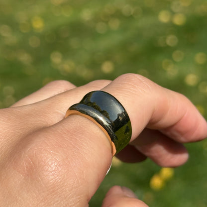 14KT Yellow Gold Polished Concave Cigar Band Ring - LSJ