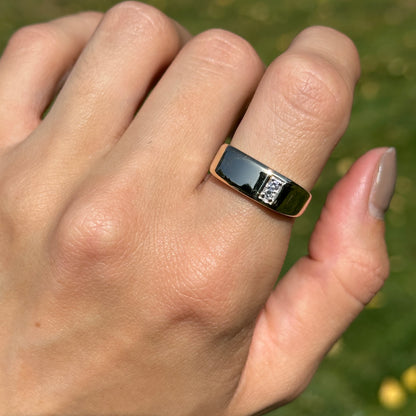 Estate 14KT Yellow Gold Diamond Square Shank Men's Ring