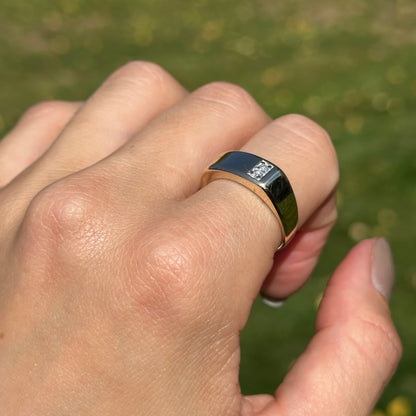 Estate 14KT Yellow Gold Diamond Square Shank Men's Ring