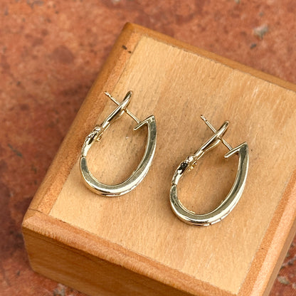 Estate 14KT Yellow Gold Round Diamond Channel-Set J Hoop Earrings