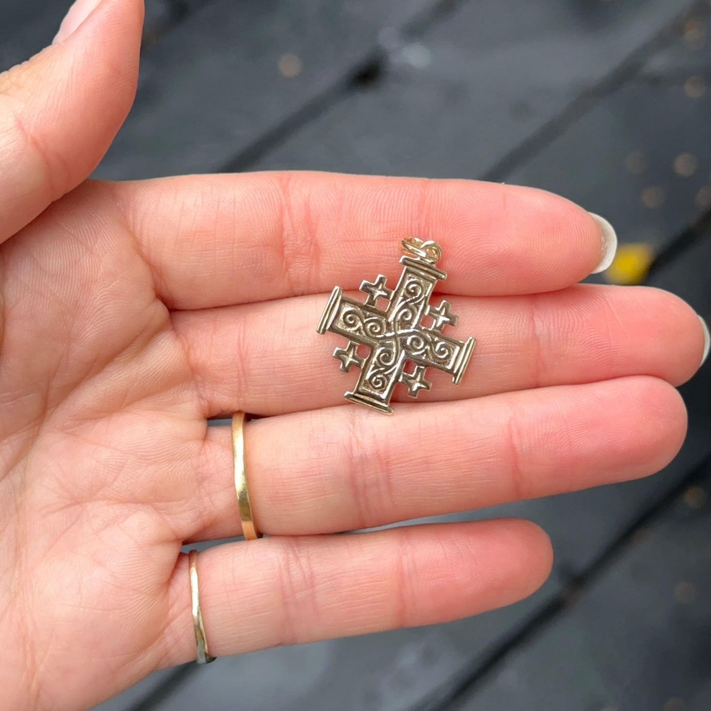 14KT Yellow Gold Filigree Jerusalem Cross Pendant