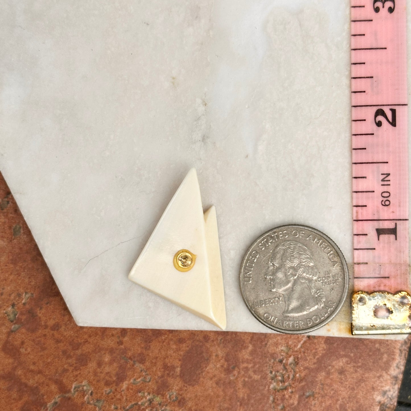 Estate Gold-Plated Triangle Shape Lucite Post Earrings - LSJ
