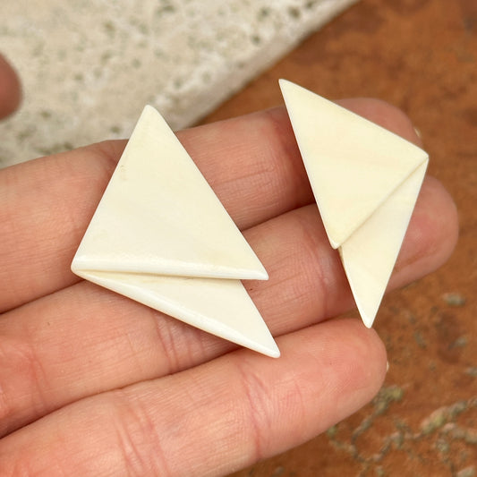 Estate Gold-Plated Triangle Shape Lucite Post Earrings