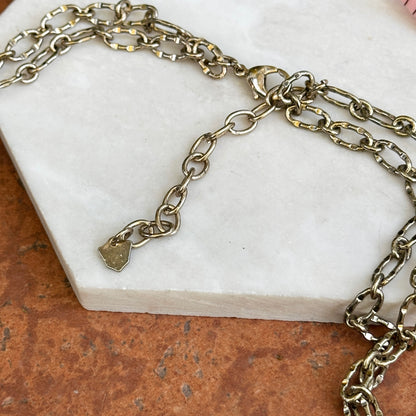 Estate Gold-Tone Replica Coin + CZ Stones Double Chain Necklace