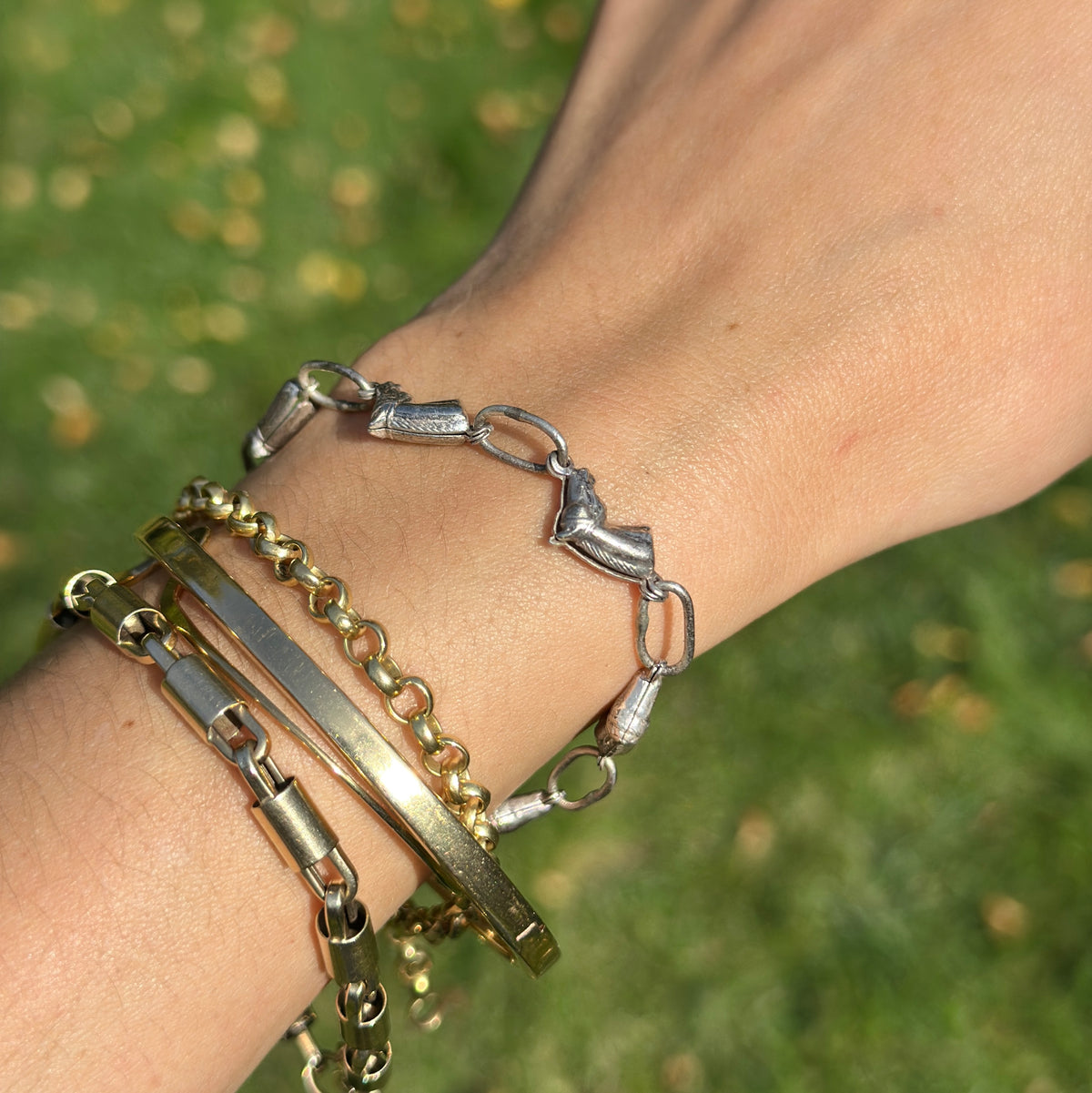 Estate Sterling Silver Horse Head Links Bracelet