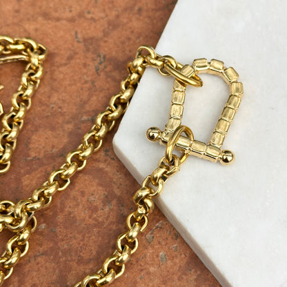 Yellow Gold-Plated Brass Crystal Horseshoe Sideways Pendant Necklace