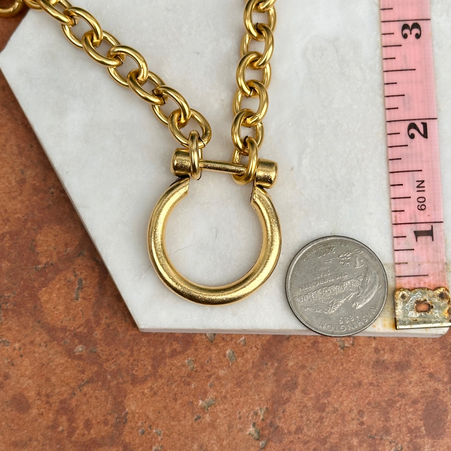 Gold-Plated Brass Large Shackle Chain Necklace