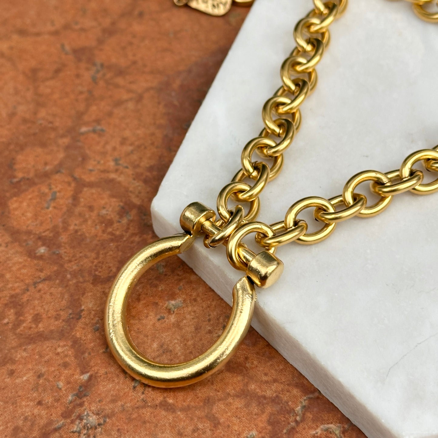 Gold-Plated Brass Large Shackle Chain Necklace