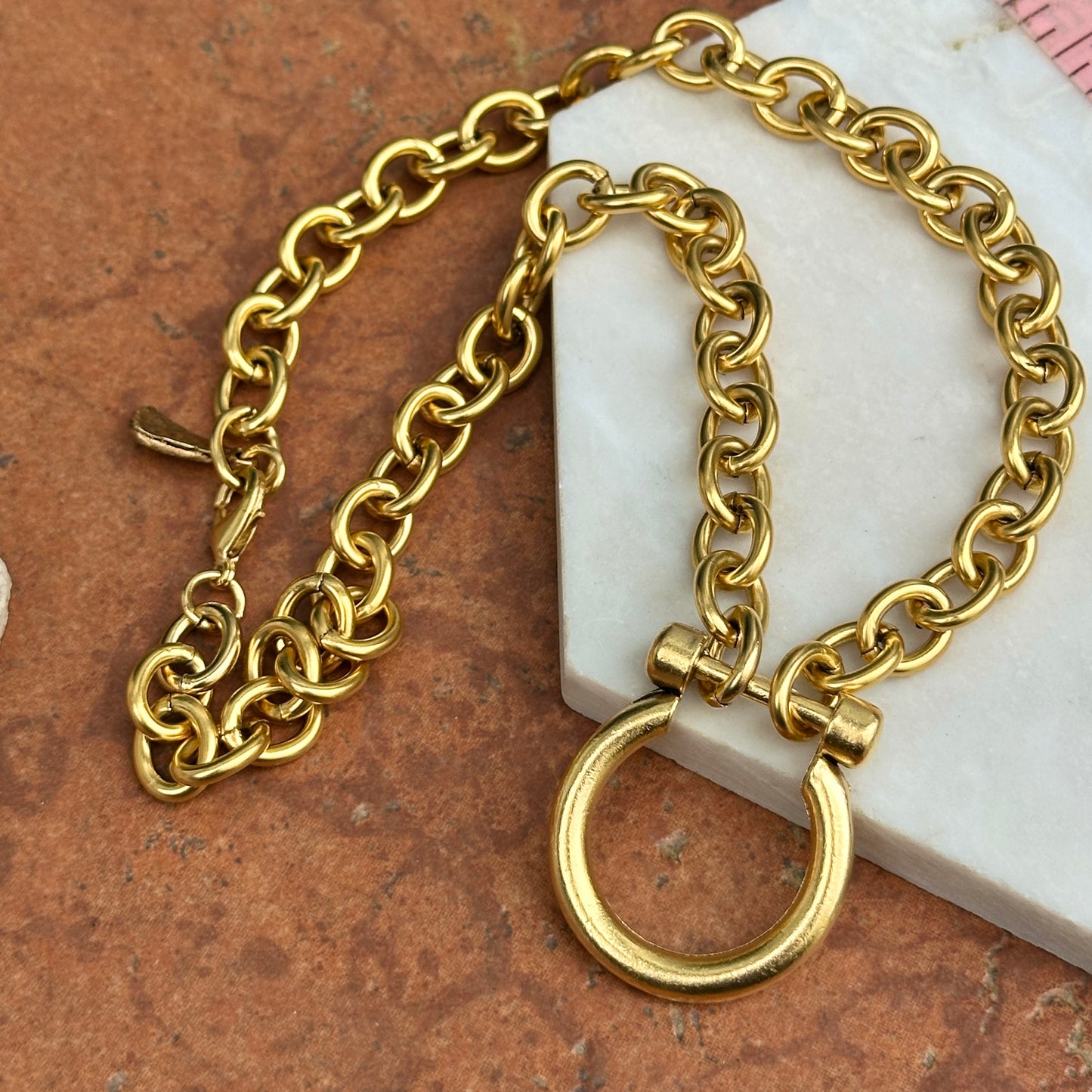 Gold-Plated Brass Large Shackle Chain Necklace
