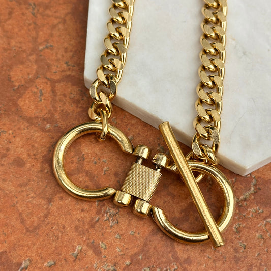Gold-Plated Brass Doubel Horse Bit Chain Necklace
