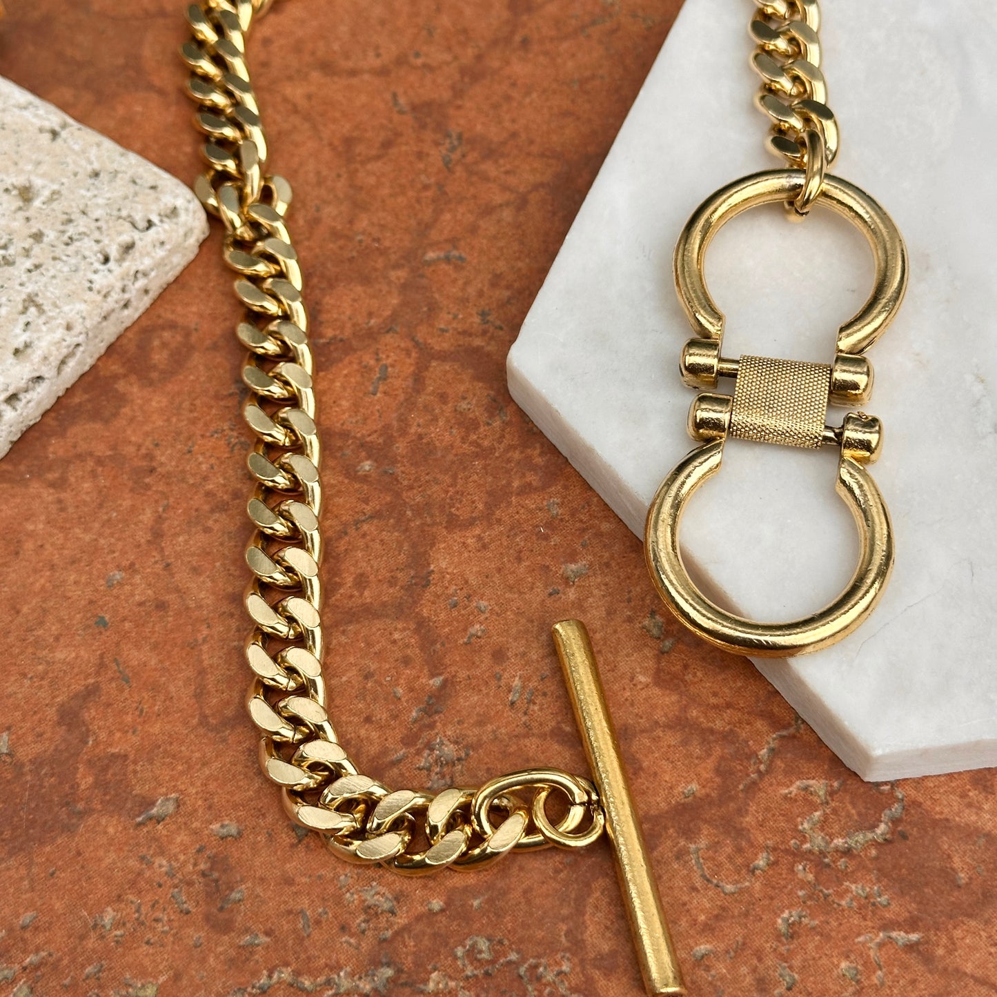 Gold-Plated Brass Doubel Horse Bit Chain Necklace