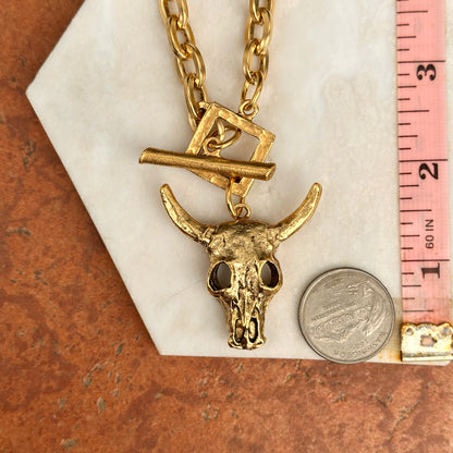 Gold-Plated Brass Longhorn Toggle Chain Necklace