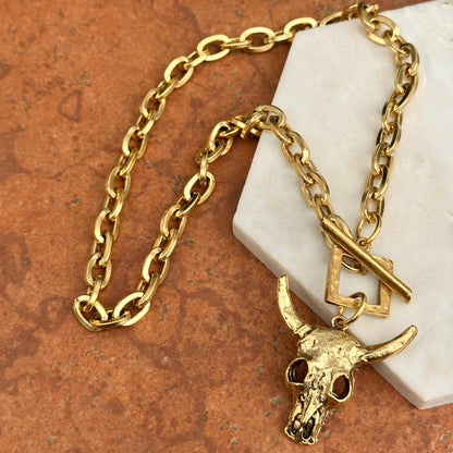 Gold-Plated Brass Longhorn Toggle Chain Necklace