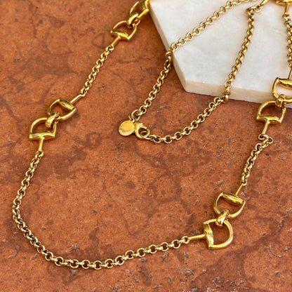 Estate Gold-Tone Horse Bit Long Chain Necklace 34"
