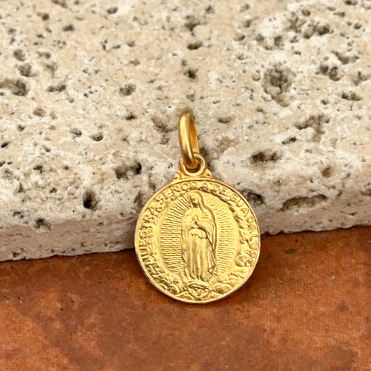 14KT Yellow Gold Our Lady of Guadalupe Matte Medal 14mm