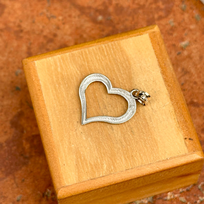 Estate 14K White Gold Concave Tilted Open Heart Pendant Slide