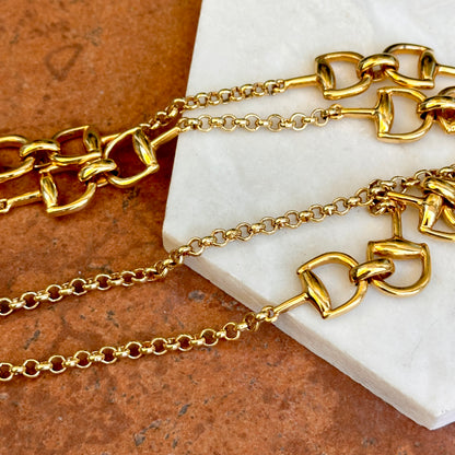Estate Gold-Tone Horse Bit Long Chain Necklace 34"