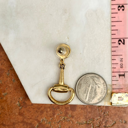 Brass Horse Bit Post Drop Earrings