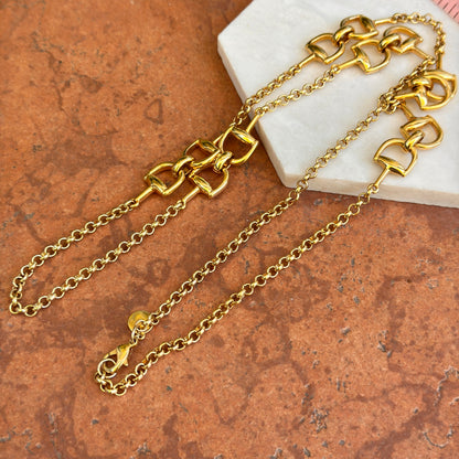 Estate Gold-Tone Horse Bit Long Chain Necklace 34"