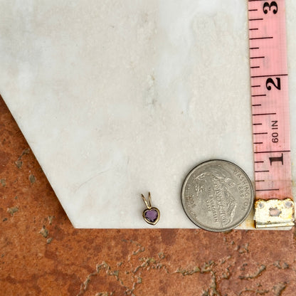 Estate Gold-Plated Sterling Silver Amethyst Heart Pendant Charm