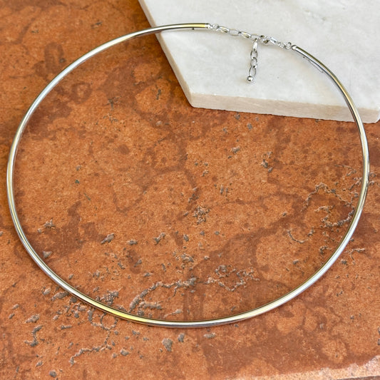 Sterling Silver 3mm Tube Stiff Collar Necklace