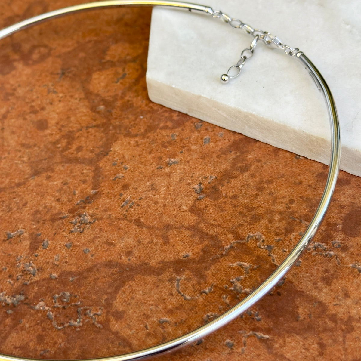 Sterling Silver 3mm Tube Stiff Collar Necklace